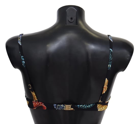 Dolce & Gabbana Black Seashells Print Women's Swimwear Bikini Top