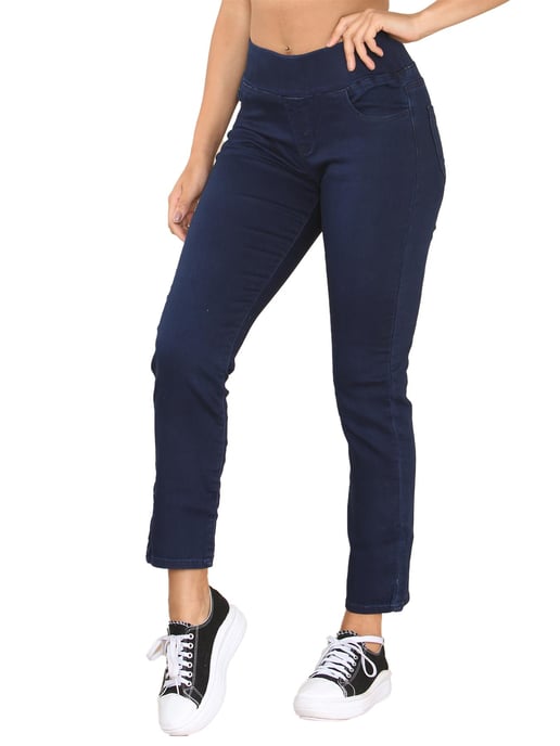 Enzo | Womens Wider Waist Jeans - Indigo