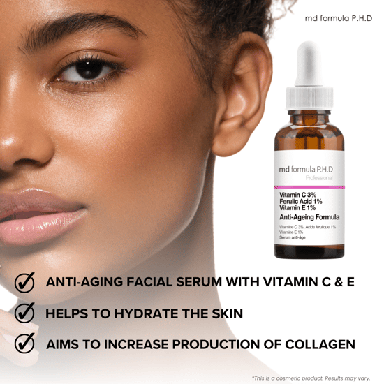 MD Formula P.H.D Anti-Aging Serum 30ml Vitamin C 3%, Ferulasäure 1%, Vitamin E 1% - Image 4