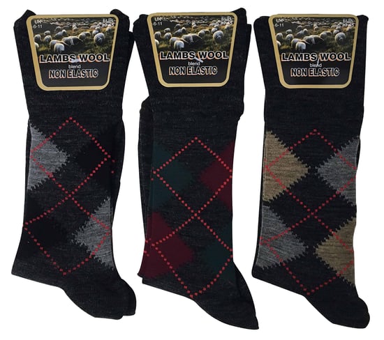 3er-Pack Herren Socken aus nicht elastischer Lammwollmischung mit Muster für den Kreislauf - Image 2