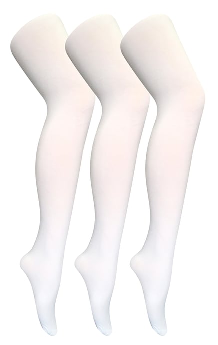 3 Paar Multipack Damen farbige undurchsichtige 80 Denier Strumpfhosen | Socken Snob | einfarbige Blockfarbe Strumpfhosen - Weiß - Image 1