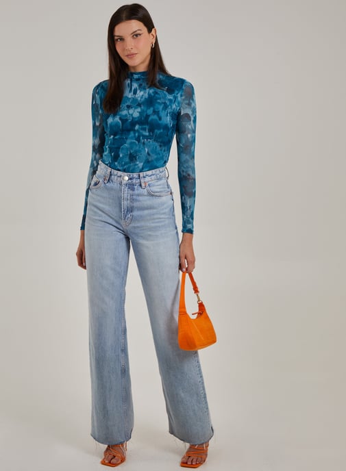 Graphic Floral High Neck Bodysuit