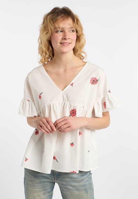 Dreimaster Tunika Damen Wollweiss Koralle - Image 3