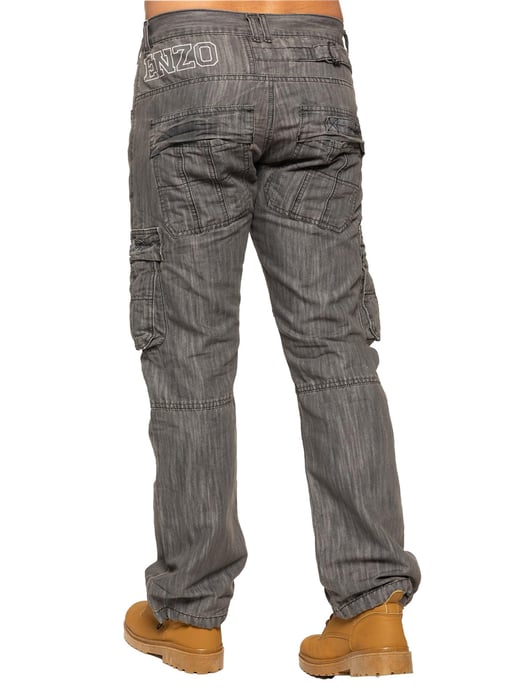 Enzo | Herren Combat Denim Jeans - Grau - Image 2