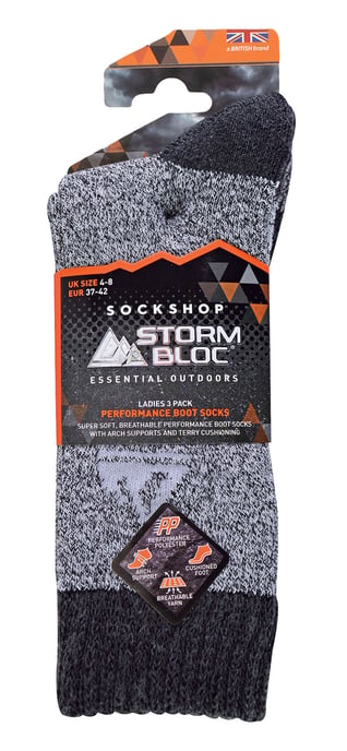 Storm Bloc - 3er-Pack Womens Performance Polyester Boot Socks | Outdoor Walking Hiking Trekking Socken - Charcoal/grey - Image 2