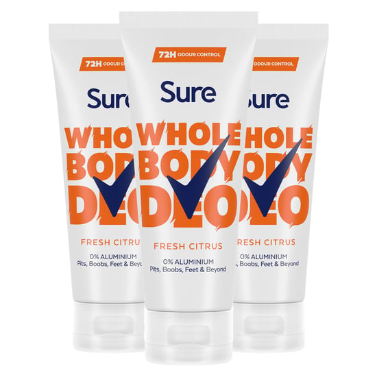 Sure Fresh Citrus Whole Body Deodorant Cream Aluminium Free 50ml, 3 Pack