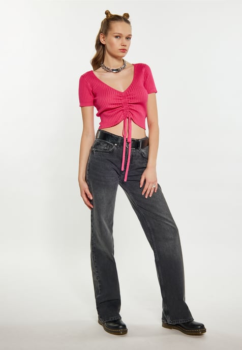 Mymo Crop-Top Damen Rosa - Image 2