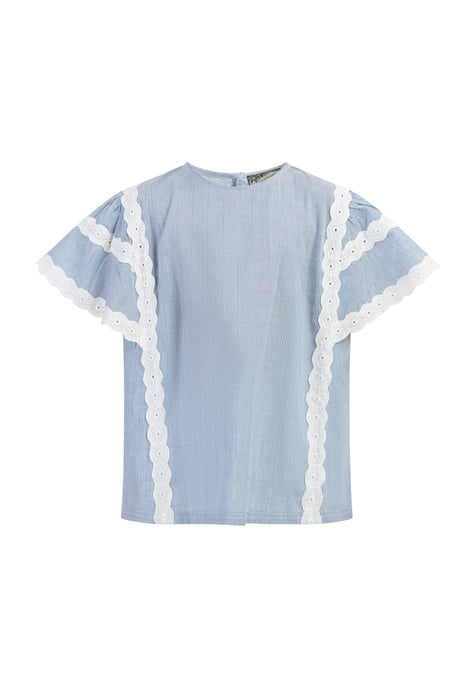 Dreimaster Blusenshirt Mädchen Hellblaue Dünne Streifen - Image 1