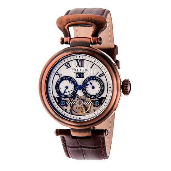 Heritor Automatik Ganzi Semi-Skelett Lederarmbanduhr - Image 1