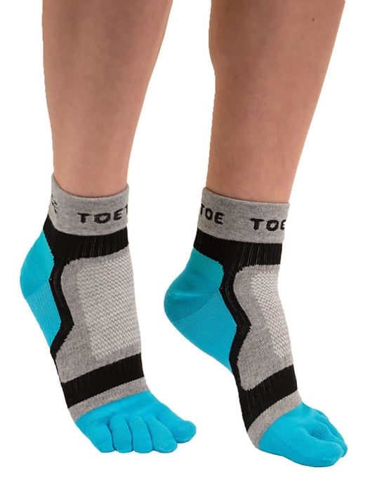 TOETOE - Herren & Damen Atmungsaktive Sportleichte Laufsocken mit niedrigem Schnitt für Zehen - Blau - Image 2