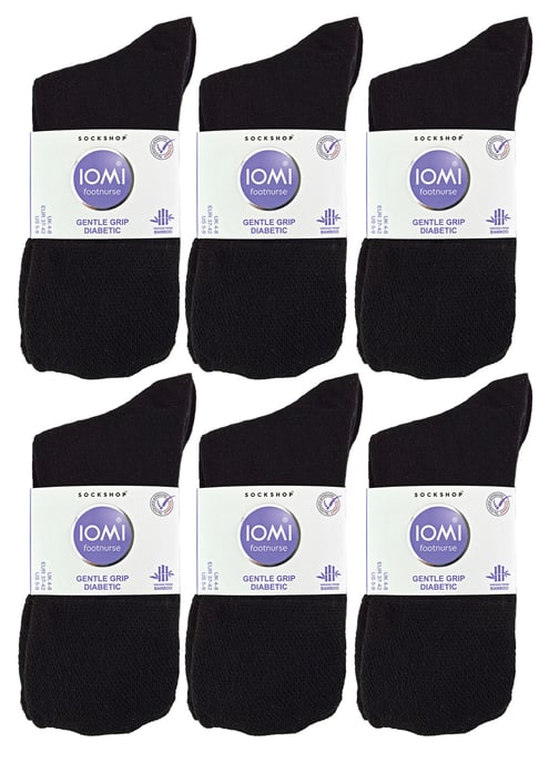IOMI - 12 Paar Multipack Damen Diabetiker Bambus Socken | Damen Extra breite nahtlose Socken mit nicht elastischen sanften Grip Top - schwarz - Image 2