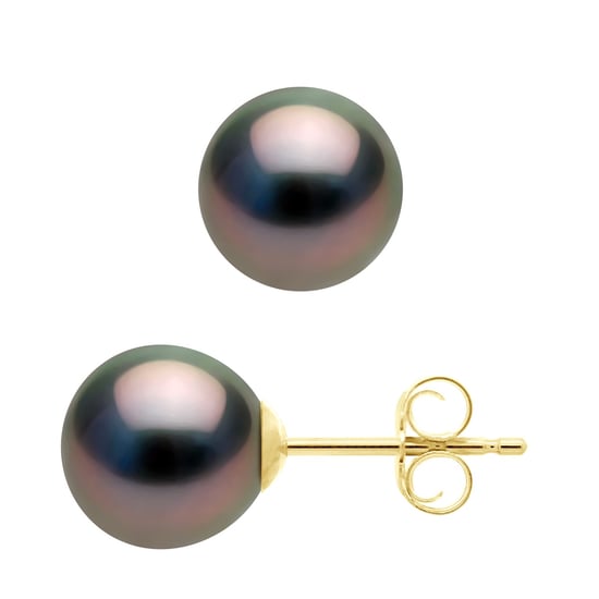 Ohrringe Gelbgold 375 - echte Tahiti-Zuchtperlen halbrund 7,5-8 mm - Image 1