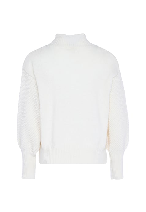 Mymo Pullover mit Blumenstick Damen Wollweiß - Image 2