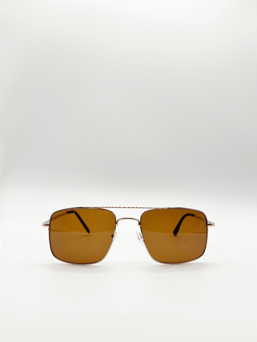 Aviator style square frame sunglasses