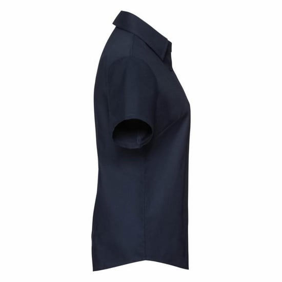 Russell Collection Easy Care Oxford Bluse, Kurzarm (Marineblau) - Image 3
