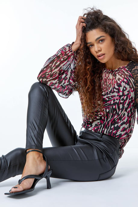 Coated Faux Leather Jeggings - Image 3