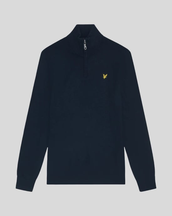 Lyle & Scott Cotton Merino 1/4 Zip Jumper Navy