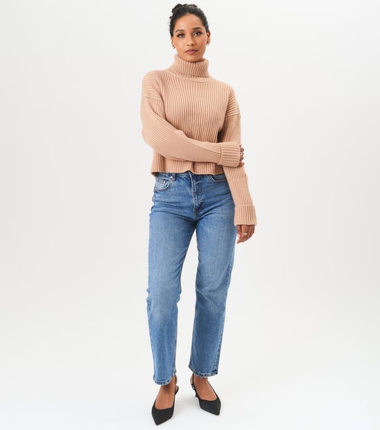 High Neck Chunky Knit Crop Jumper