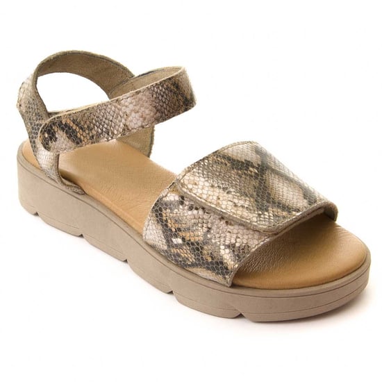 Confortable wedge sandal Purapiel in Beige