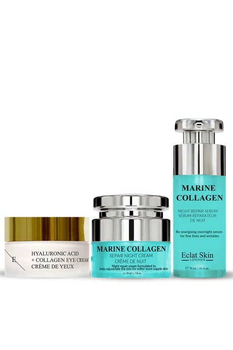 Marine Collagen Night Cream 50ml + Hyaluronic Acid + Collagen Pro Age Eye Cream + Marine Collagen Night Repair Serum 30ml