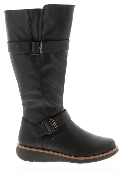 Platino Womens Long Boots Weft Zip black
