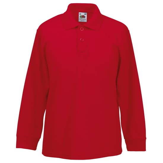 Fruit of the Loom Kinder Polo Shirt, Langarm (Rot) - Image 3