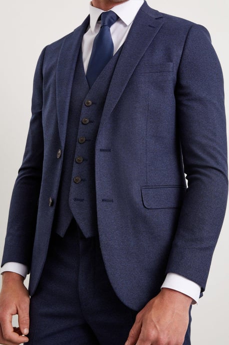 Skinny Fit Navy Marl Suit Jacket - Image 2