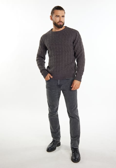 Dreimaster Strickpullover Herren grau melange - Image 2
