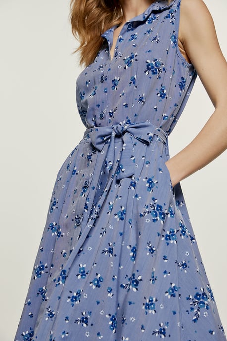 Indigoblaues Kleid mit Knopfleiste - Image 6