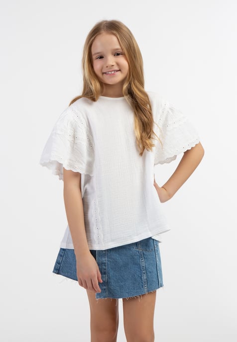 Dreimaster Blusenshirt mit Spitze Mädchen Weiss - Image 3