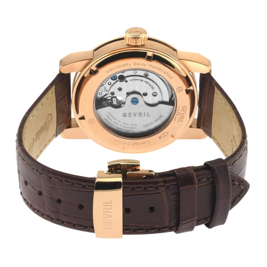 Gevril Herrenuhr Madison Schweizer Automatik IPRG Silbernes Zifferblatt Braunes Leder - Image 2