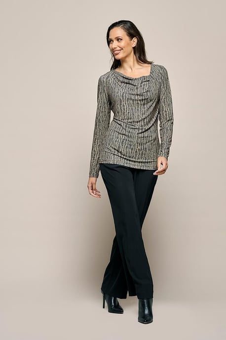 Caitlin Print Top Schwarz / Taupe - Image 1