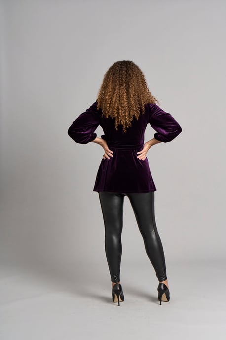 Leila Velvet Wrap Top - Plum