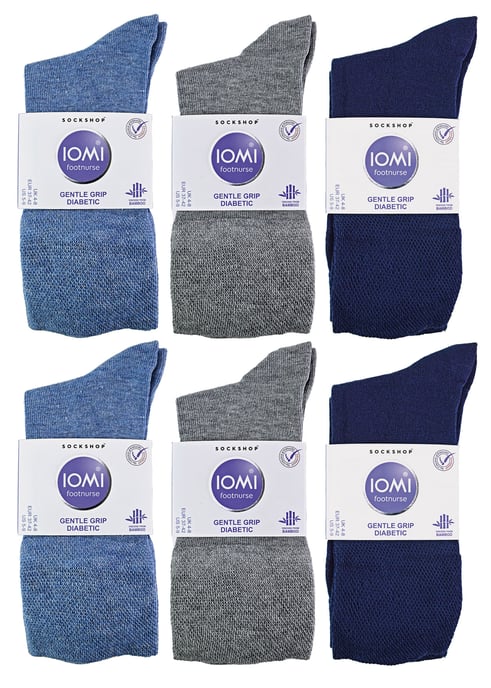IOMI - 12 Paar Multipack Damen Diabetiker Bambus Socken | Damen Extra breite nahtlose Socken mit nicht elastischen sanften Grip Top - Blau - Image 2