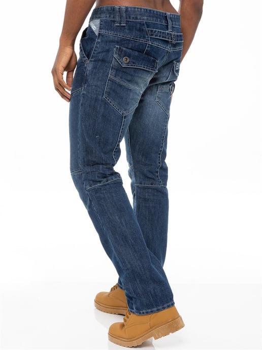 Enzo Herren Denim Jeans Straight Leg - Blau - Image 3