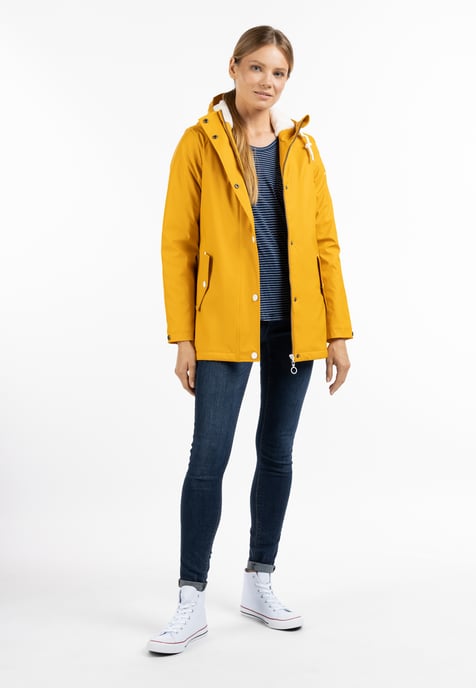 Dreimaster Regenjacke mit Webpelzfutter Damen Senf - Image 1