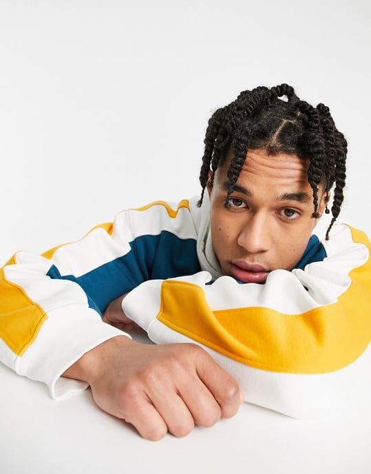 Topman oversized colour block hoodie in teal-Green