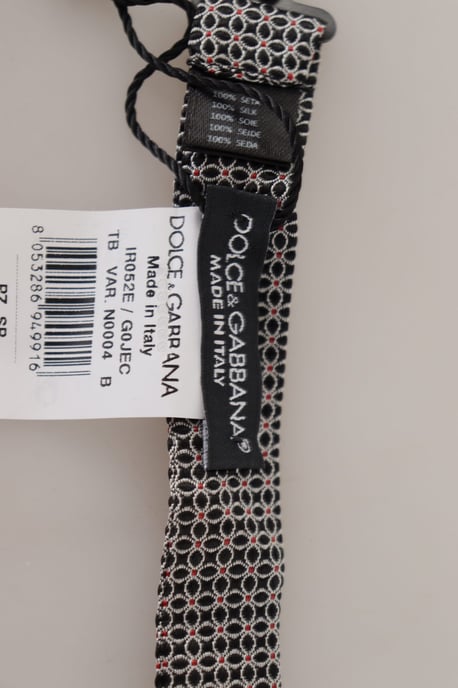 Dolce & Gabbana Black White Flower Pattern Silk Neck Papillon Men's Tie