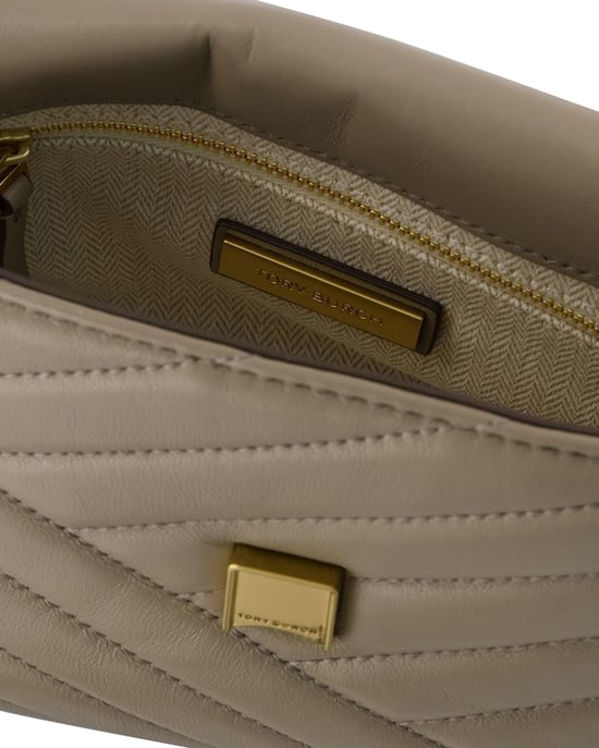 Kira Chevron Small Bag - Tory Burch - Leather - Grey
