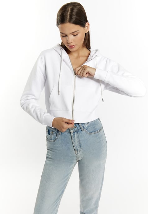 Mymo Kapuzenpullover mit Reißverschluss Damen weiss - Image 3