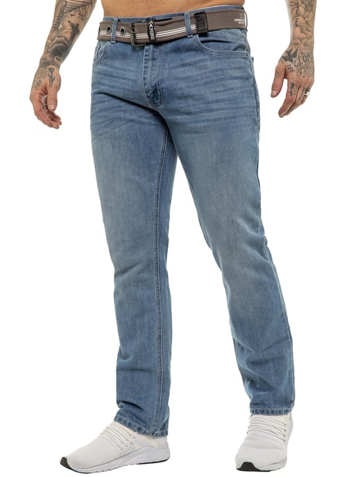 Enzo | Herren Designer Regular Fit Denim Jeans -Hellblau - Image 1