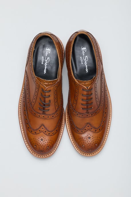 Ben Sherman Sugarman Brogue Leder Herren Braune Schnürschuhe - Image 3