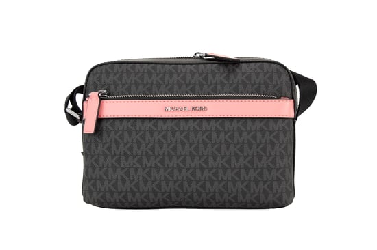 Michael Kors Women's Cooper Small Black Pink Signature PVC Utility Crossbody Bag