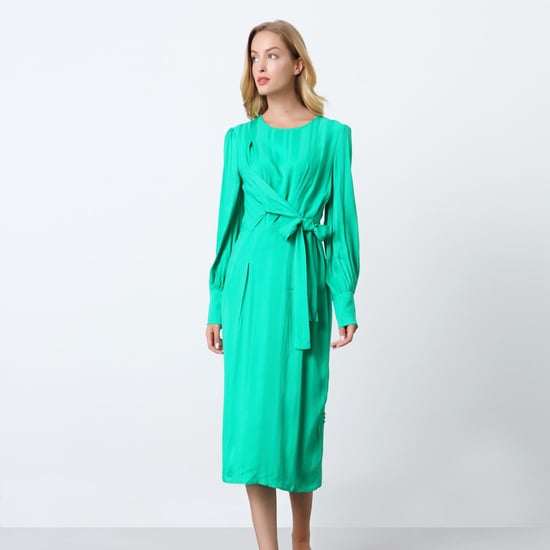 Drapiertes Kleid mit langen Ärmeln und Schnur an der Seite - Image 2