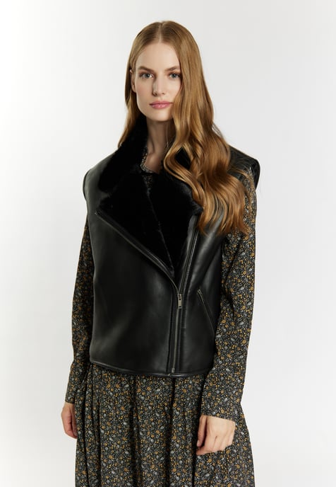 Dreimaster Lederweste Damen Schwarz - Image 3