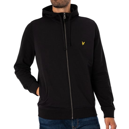 Lyle & Scott Hybrid-Kapuzenpullover mit Reißverschluss in Jet Black - Image 1