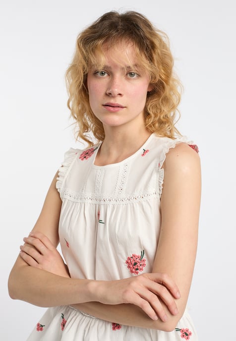 Dreimaster Spitze Damen Wollweiss Koralle - Image 5