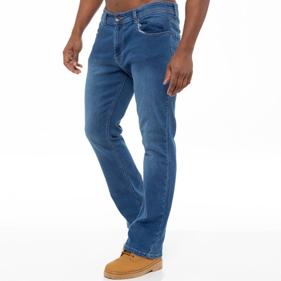 Enzo Mens Bootcut Stretch Denim Jeans