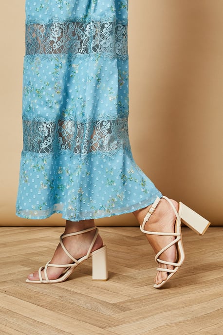 Molly Faux Leather Strappy High Block Heeled Sandals