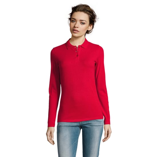 SOLS Womens/Ladies Perfect Langarm-Pique-Poloshirt (Rot) - Image 5